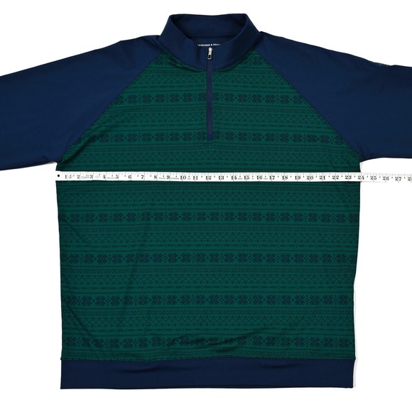 Holderness & Bourne Men's The Robinson Golf Pullover 1/4 Zip Blue Green Large - Picture 2 of 9